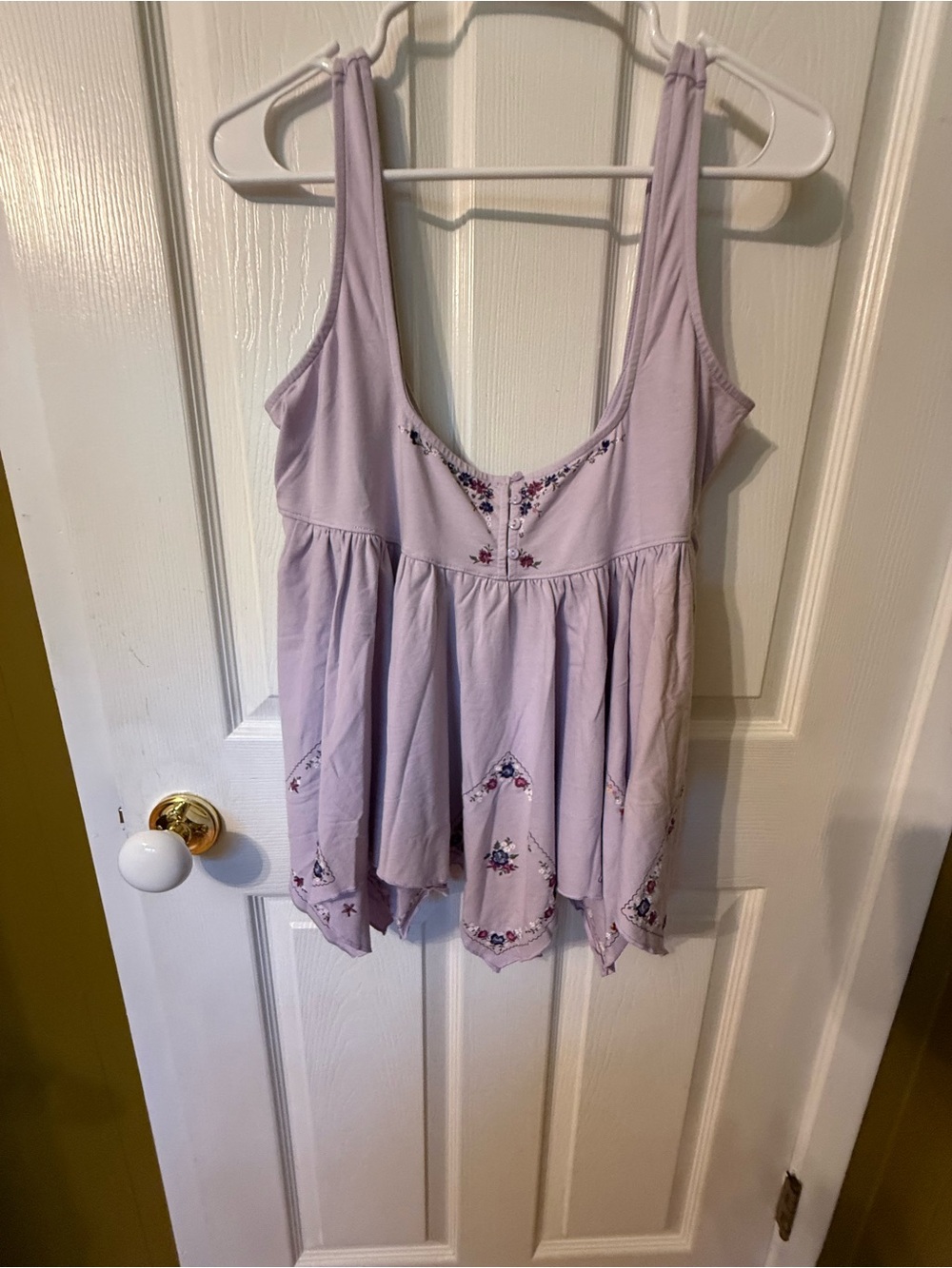 Free People Lavender Embroidered Swing Tank